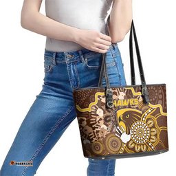 Hawks Football Leather Tote Bag Aboriginal Dot Art Pattern DT05