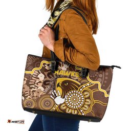 Hawks Football Leather Tote Bag Aboriginal Dot Art Pattern DT05