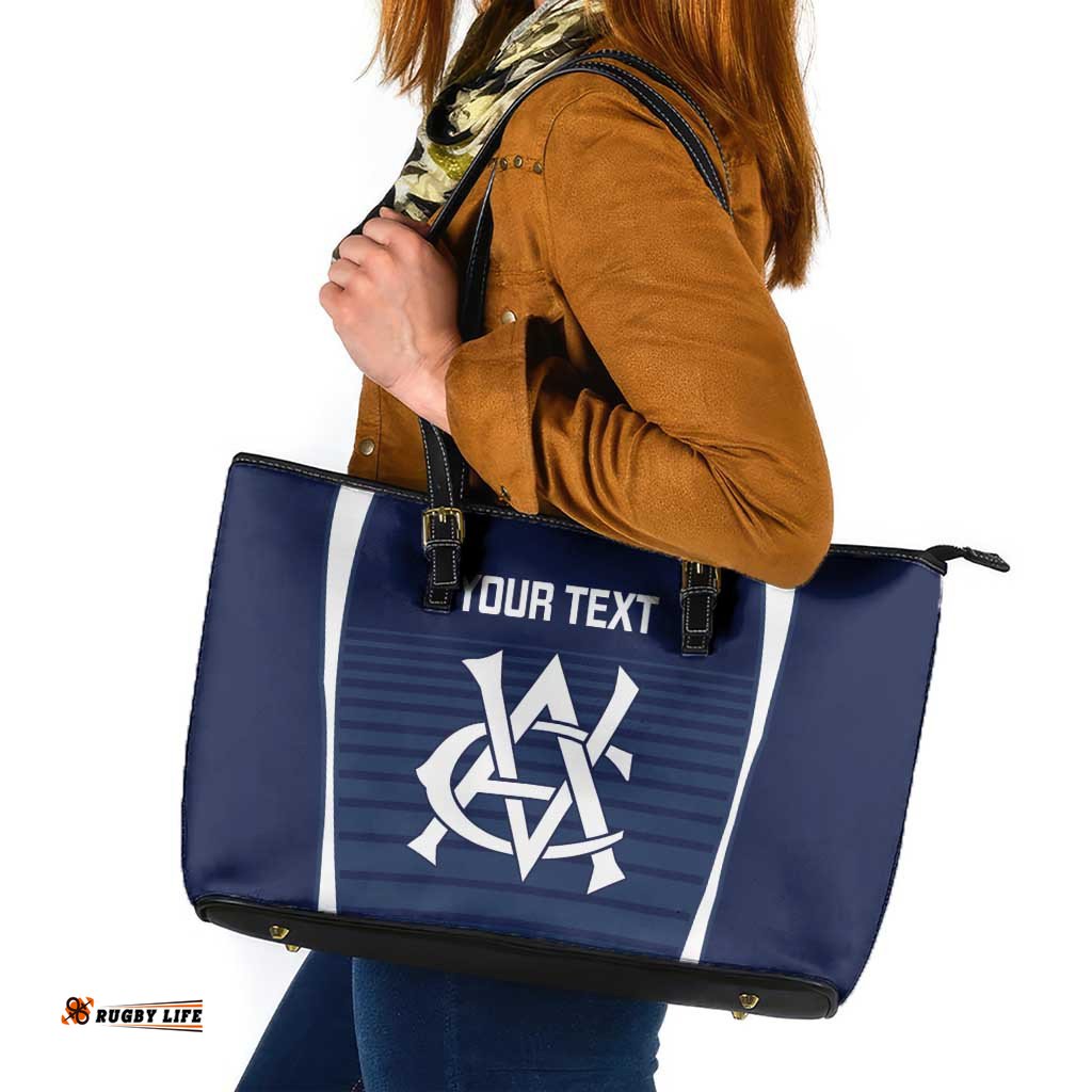 Custom Victoria Cricket Leather Tote Bag Go Champions - Sporty Style LT14