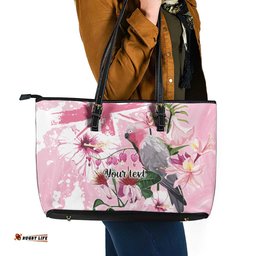 Personalised Australia Day Leather Tote Bag Pink Parrot Bird Opal Art LT9
