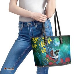 New Zealand Tui Bird Leather Tote Bag Maori Koru With Pohutukawa Galaxy Style LT05