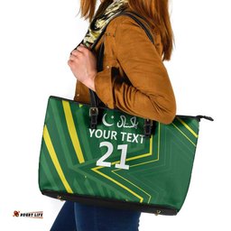 Pakistan Cricket Custom Leather Tote Bag Shaheen Falcon Go Champions LT9
