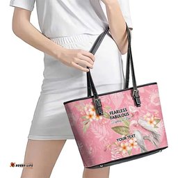Personalised Galah Cockatoo Fighting in Pink Leather Tote Bag Australian Breast Cancer Spirit LT9