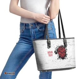 New Zealand Maori Heart Tribal Personalised Leather Tote Bag Polynesian Patterns LT9