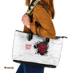 New Zealand Maori Heart Tribal Personalised Leather Tote Bag Polynesian Patterns LT9