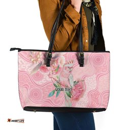 Personalized Pink Galah Fight for Hope and Healing Leather Tote Bag Australias Breast Cancer Awareness LT9