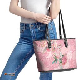 Personalized Pink Galah Fight for Hope and Healing Leather Tote Bag Australias Breast Cancer Awareness LT9
