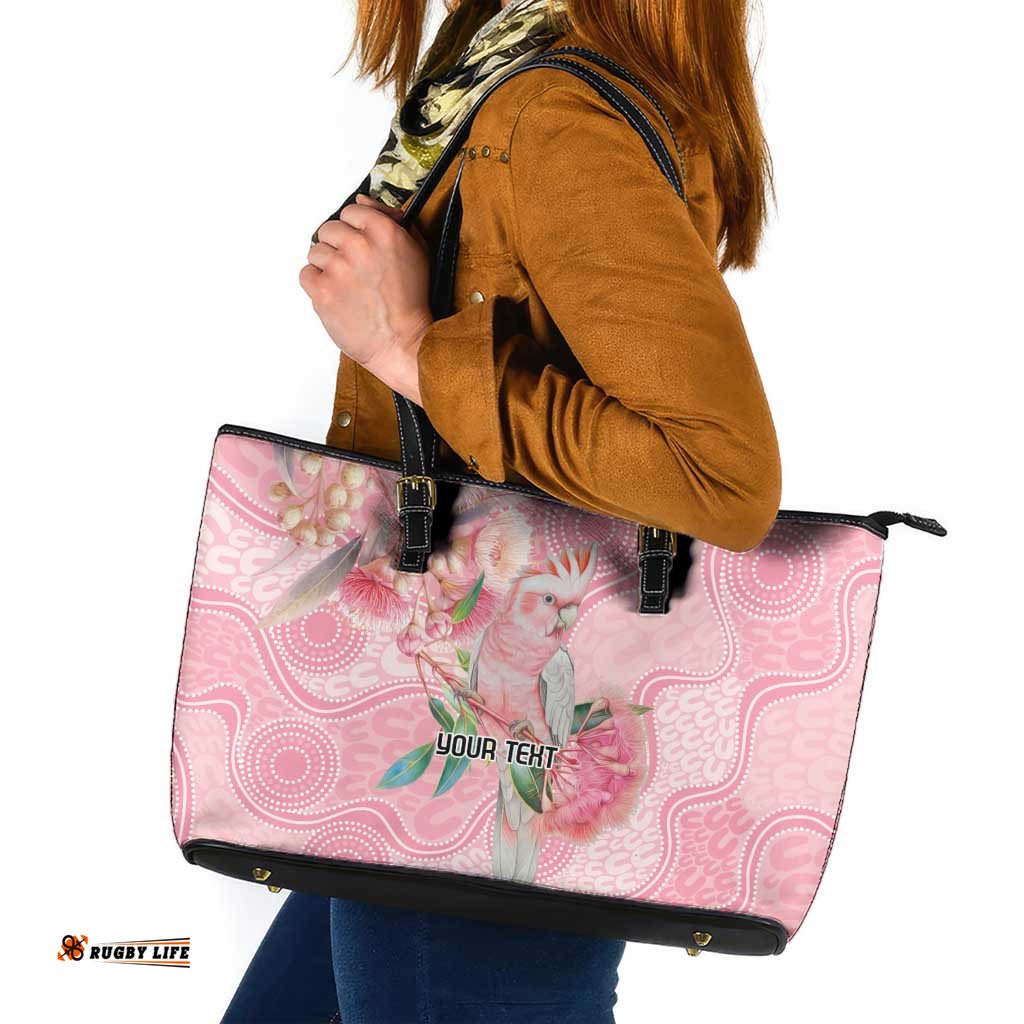 Personalized Pink Galah Fight for Hope and Healing Leather Tote Bag Australias Breast Cancer Awareness LT9