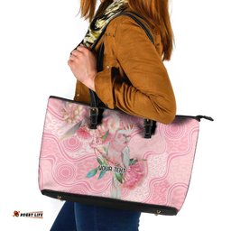 Personalized Pink Galah Fight for Hope and Healing Leather Tote Bag Australias Breast Cancer Awareness LT9