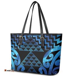Taniko Motifs Matariki New Zealand Leather Tote Bag NZ Niho Taniwha Poutama LT14