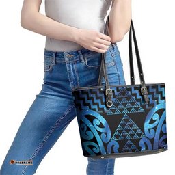Taniko Motifs Matariki New Zealand Leather Tote Bag NZ Niho Taniwha Poutama LT14