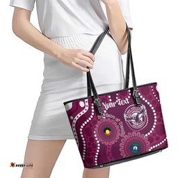 Sea Eagles NAIDOC Week 2026 Personalised Leather Tote Bag 50 Years of Deadly Aboriginal Art LT14