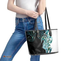 Proud Aotearoa Leather Tote Bag Maori Silver Fern Mix Paua Shell Pattern LT14