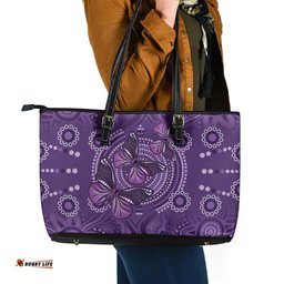 Purple Butterfly Spirit Leather Tote Bag Australian Epilepsy Awareness LT9