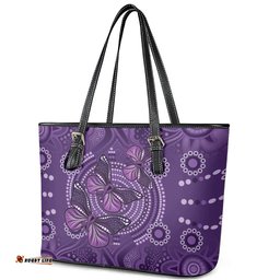 Purple Butterfly Spirit Leather Tote Bag Australian Epilepsy Awareness LT9