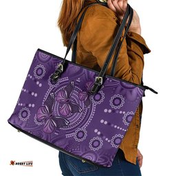 Purple Butterfly Spirit Leather Tote Bag Australian Epilepsy Awareness LT9