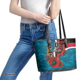 Port Power ANZAC Personalised Leather Tote Bag Lest We Forget Poppy Camo LT9