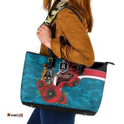 Port Power ANZAC Personalised Leather Tote Bag Lest We Forget Poppy Camo LT9