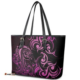 Pink Aoteara Horse Racing Leather Tote Bag NZ Maori Pattern LT14