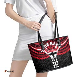 Personalized St Kilda Saints Leather Tote Bag Polynesian Tribal Pattern Heritage Football TS04