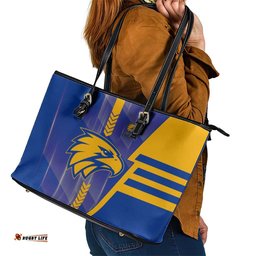 West Coast Eagles Leather Tote Bag Modern Geometric Sports Graphic Style TS04