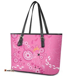 Pink Ribbon Australia Leather Tote Bag Breast Cancer Awareness Aboriginal Cacatua leadbeateri LT14