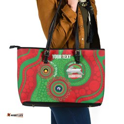 Rabbitohs NAIDOC Week 2026 Personalised Leather Tote Bag 50 Years of Deadly Aboriginal Art LT14