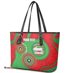 Rabbitohs NAIDOC Week 2026 Personalised Leather Tote Bag 50 Years of Deadly Aboriginal Art LT14