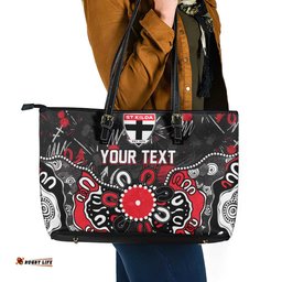 Personalized St Kilda Saints Leather Tote Bag Aboriginal Dot Painting Graffiti Style TS04