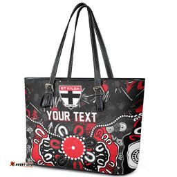 Personalized St Kilda Saints Leather Tote Bag Aboriginal Dot Painting Graffiti Style TS04