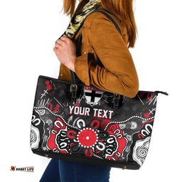 Personalized St Kilda Saints Leather Tote Bag Aboriginal Dot Painting Graffiti Style TS04