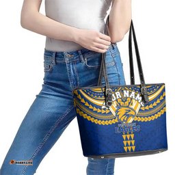 Personalized West Coast Eagles Leather Tote Bag Polynesian Tribal Pattern Heritage Football TS04