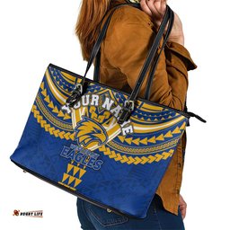 Personalized West Coast Eagles Leather Tote Bag Polynesian Tribal Pattern Heritage Football TS04