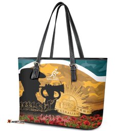 Wallabies ANZAC Day Leather Tote Bag Last Post Poppy Lest We Forget LT14