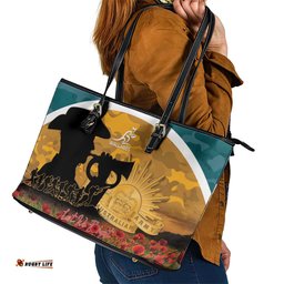 Wallabies ANZAC Day Leather Tote Bag Last Post Poppy Lest We Forget LT14