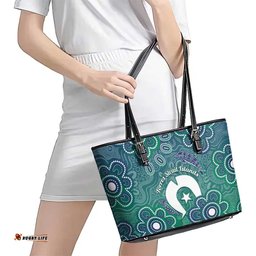 Sea Turtle Torres Strait Islands Leather Tote Bag Pacific Indigenous Australian Oceanic Dot Art TS04