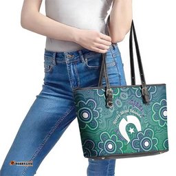 Sea Turtle Torres Strait Islands Leather Tote Bag Pacific Indigenous Australian Oceanic Dot Art TS04