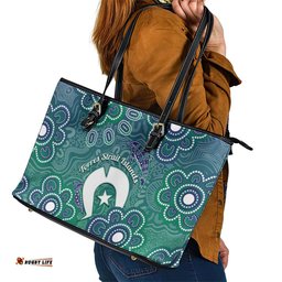 Sea Turtle Torres Strait Islands Leather Tote Bag Pacific Indigenous Australian Oceanic Dot Art TS04