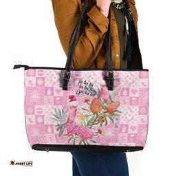 Sweet Pink Cockatoos Aussie Santa Leather Tote Bag Australia Christmas Vibes LT9