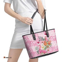 Sweet Pink Cockatoos Aussie Santa Leather Tote Bag Australia Christmas Vibes LT9