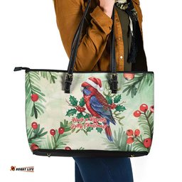 Watercolor Floral Crimson Rosella Leather Tote Bag Its Aussie Christmas Time! LT9