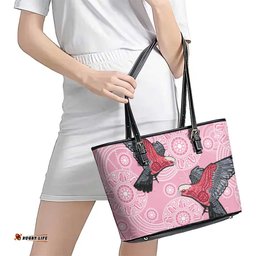 Pink Galah Aussie Aboriginal Leather Tote Bag Soaring High LT7