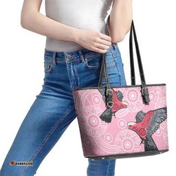 Pink Galah Aussie Aboriginal Leather Tote Bag Soaring High LT7