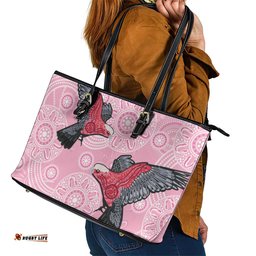 Pink Galah Aussie Aboriginal Leather Tote Bag Soaring High LT7