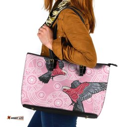 Pink Galah Aussie Aboriginal Leather Tote Bag Soaring High LT7