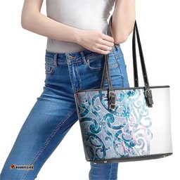 Turquoise Paua Shell Maori Leather Tote Bag Koru Kowhaiwhai LT7