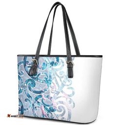 Turquoise Paua Shell Maori Leather Tote Bag Koru Kowhaiwhai LT7