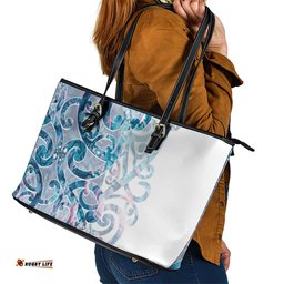 Turquoise Paua Shell Maori Leather Tote Bag Koru Kowhaiwhai LT7