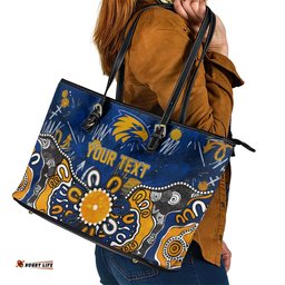 Personalized West Coast Eagles Leather Tote Bag Aboriginal Dot Painting Graffiti Style TS04