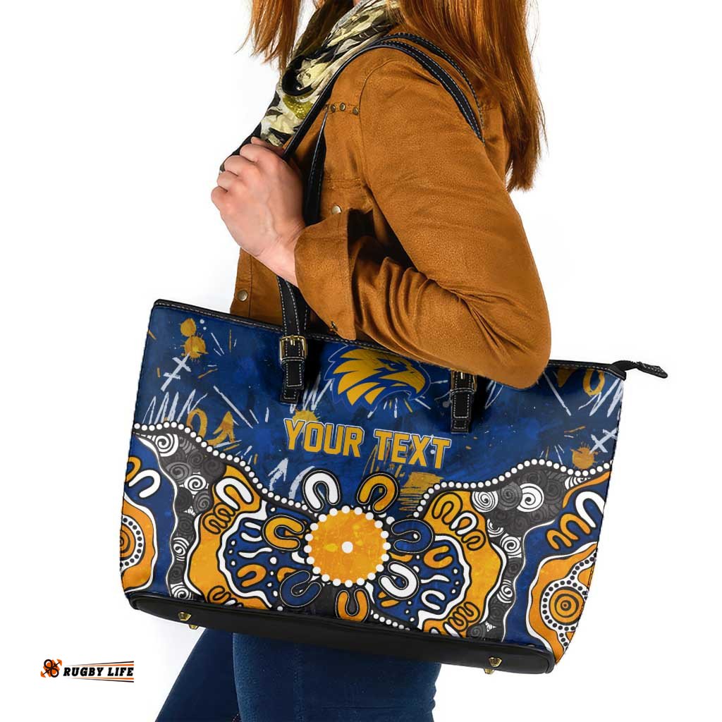 Personalized West Coast Eagles Leather Tote Bag Aboriginal Dot Painting Graffiti Style TS04